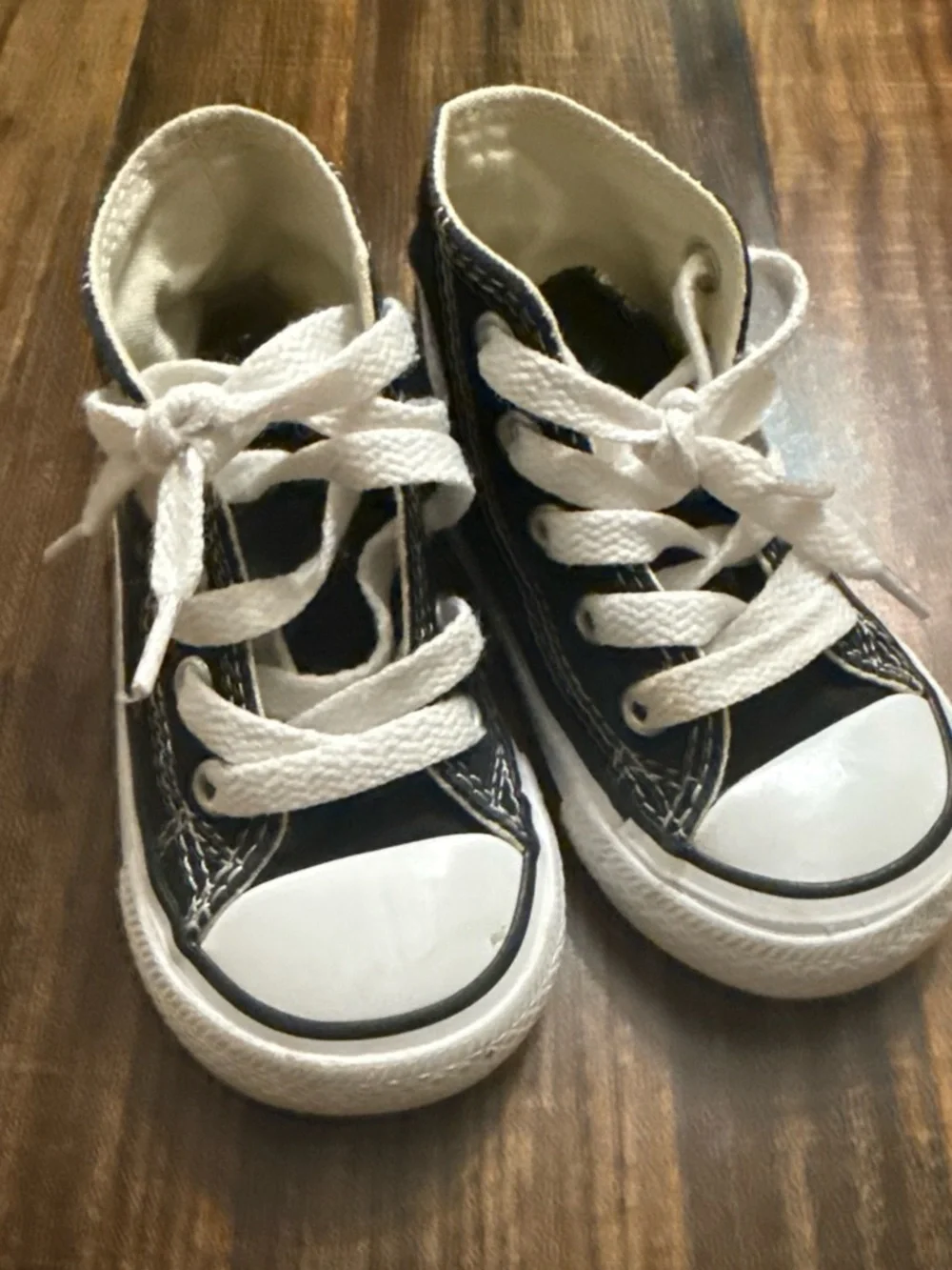 Converse Kids Navy High-Top Canvas Sneakers with White Laces